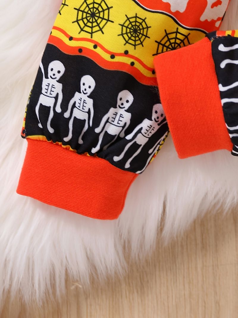 2st Pojkar Söt Halloween Print Pyjamas Set Med Pullover Sweatshirt & Byxor För Fest