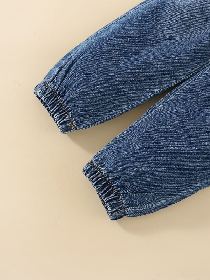 2st Pojkar Vit Knapp Framtill Kortärmad Topp Elastisk Midja Jeansset Kläder