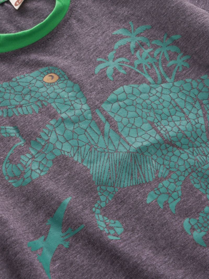 2st Pojkkläder Gröna Dinosaur Print Långärmad Casual Set