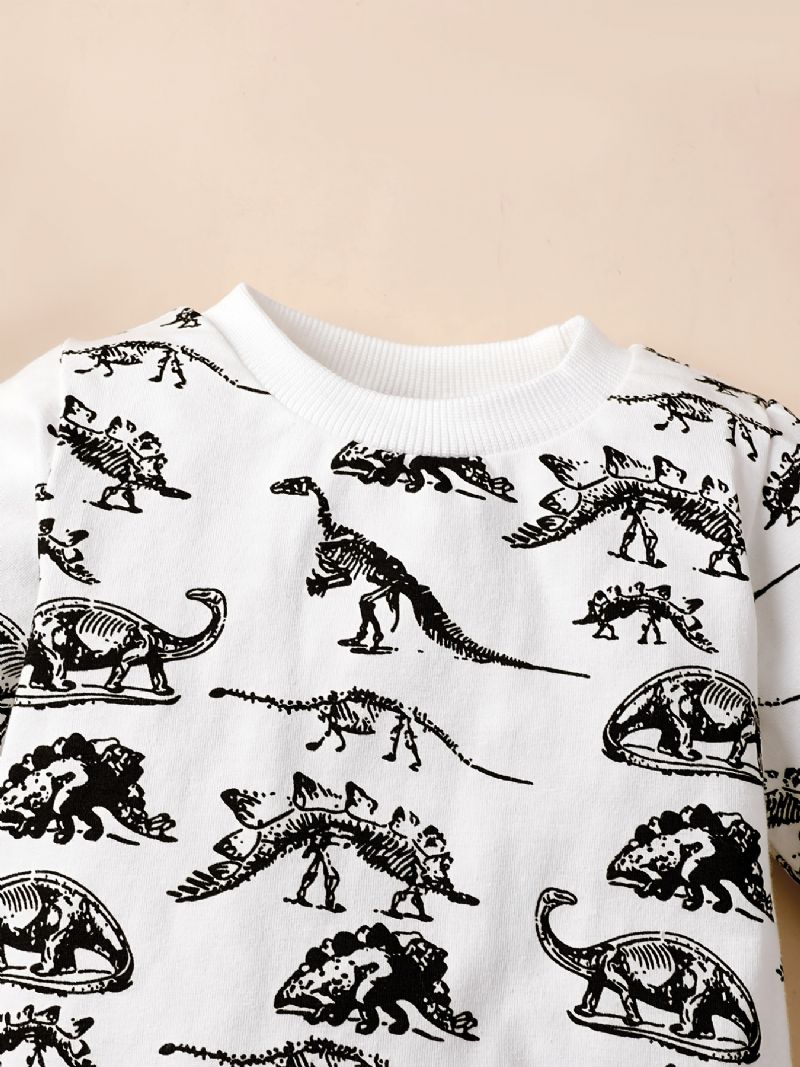 2st Småbarn Pojkar Dinosaur Print Crew Neck Sweatshirt & Dragsko Byxor Set