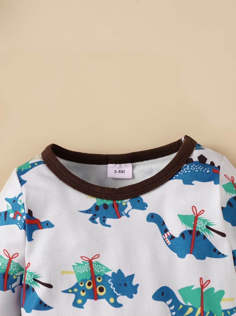 3st Bebis Pojkar Dinosaur Print Långärmad Top & Byxor & Hat