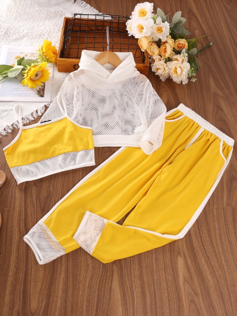 3st Småbarn Flickor Casual Solid Mesh Andas Sportkläder Set