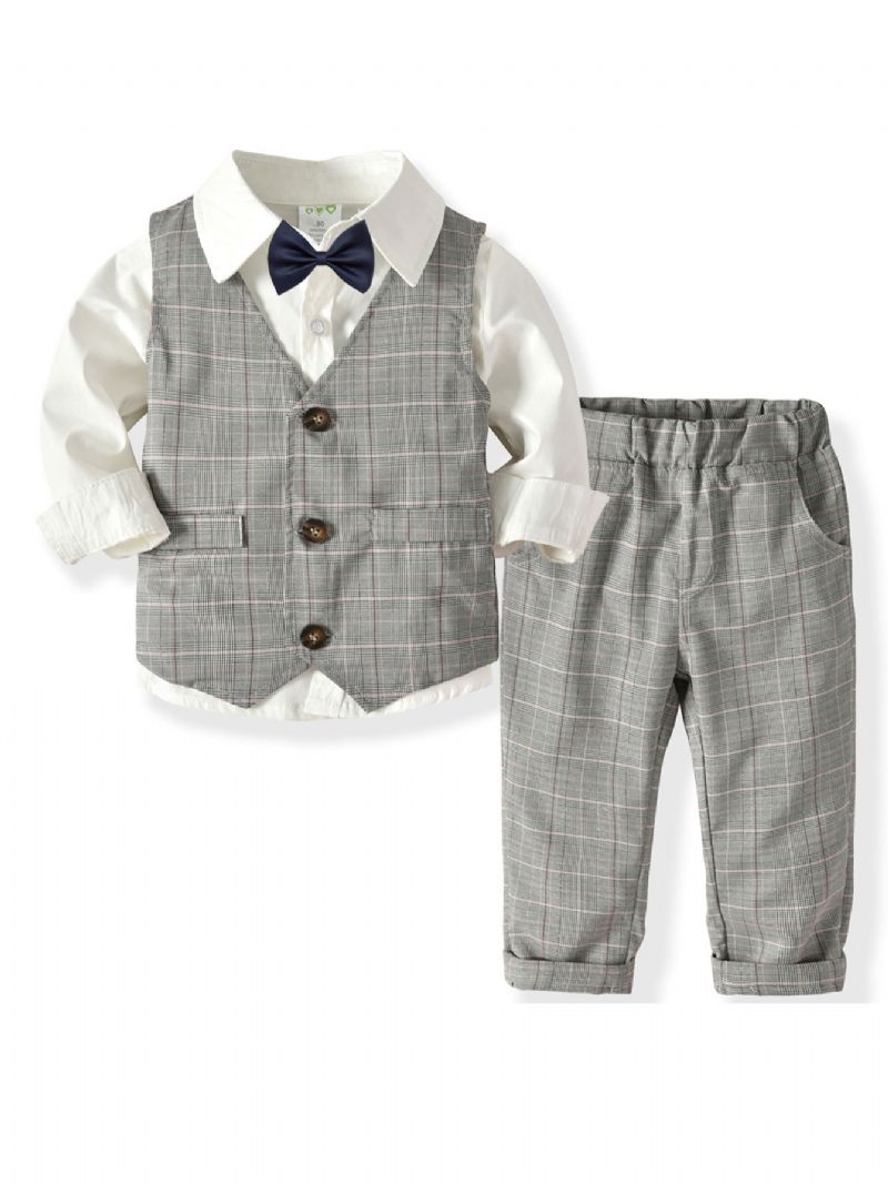 4st Bebis Toddler Pojkar Gentleman Bowtie Outfits Långärmad Kostym