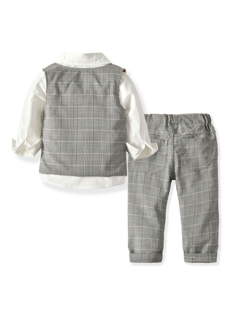 4st Bebis Toddler Pojkar Gentleman Bowtie Outfits Långärmad Kostym