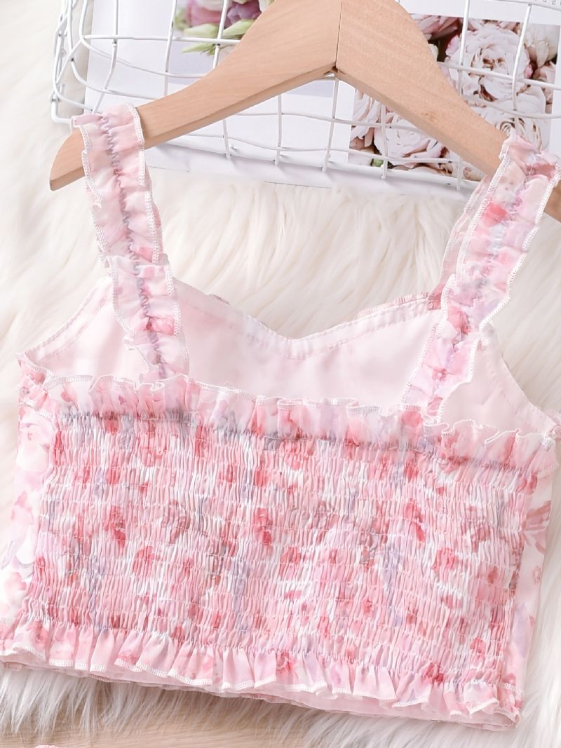 Barn Flickor Blommönster Camisole & Kjol Set Princess Dress Barnkläder