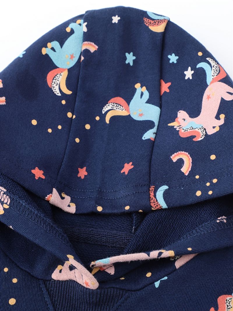 Barn Flickor Unicorn Print Hoodie Sweatshirt Byxuppsättning Höst Vinter