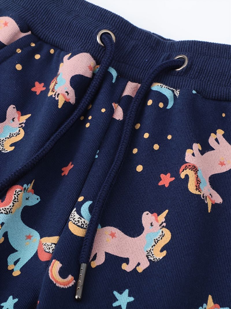 Barn Flickor Unicorn Print Hoodie Sweatshirt Byxuppsättning Höst Vinter