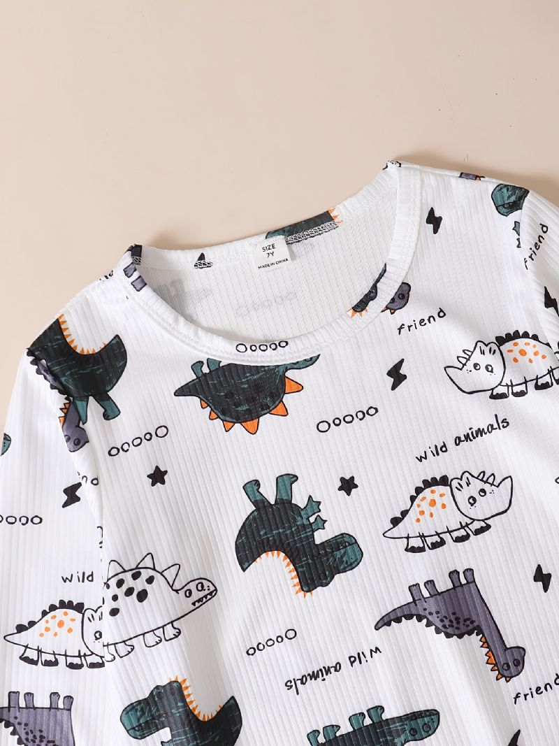 Barn Pojkar Lounge Wear Hemkläder Långärmad Topp & Matchande Byxor Set Med Dinosaurietryck