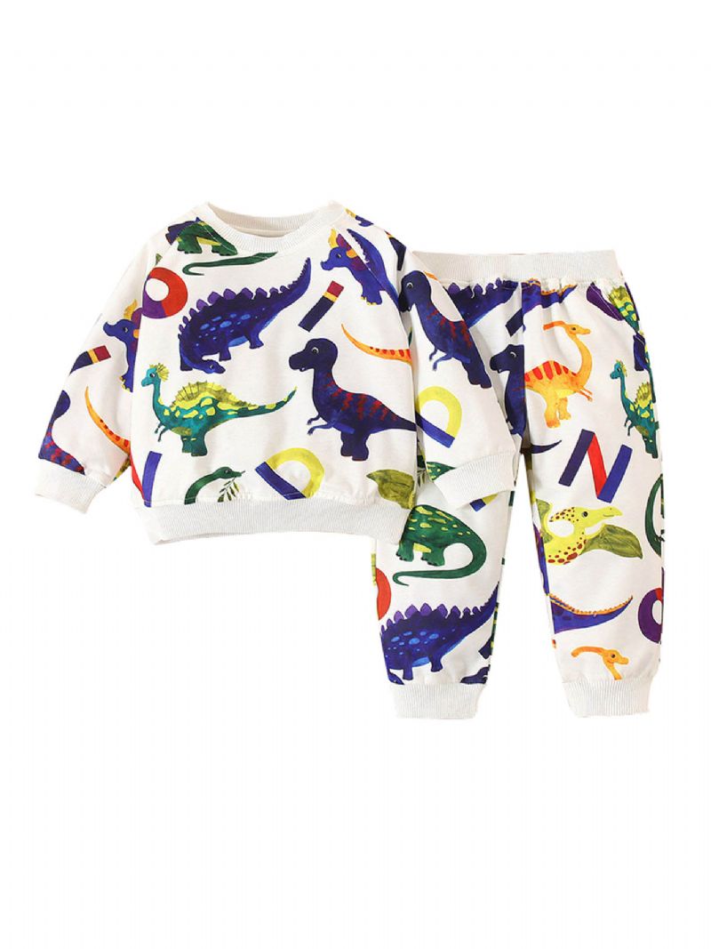 Barn Pojkar Söta Tecknade Dinosaurier Tröja Sweatshirt & Jogger Sweatpants Set