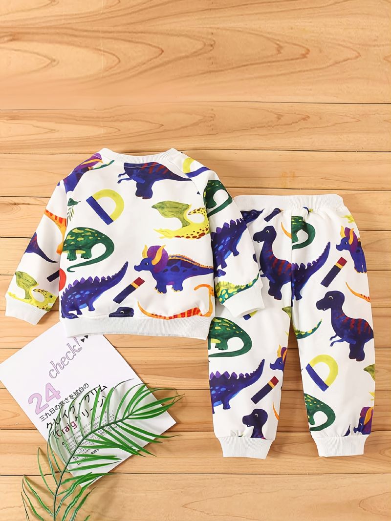 Barn Pojkar Söta Tecknade Dinosaurier Tröja Sweatshirt & Jogger Sweatpants Set