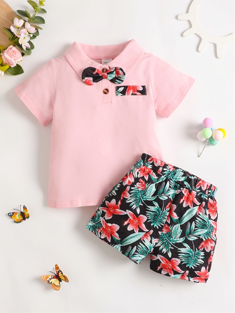 Bebis Barn Pojkar Bomull Polo Top & Shorts Set