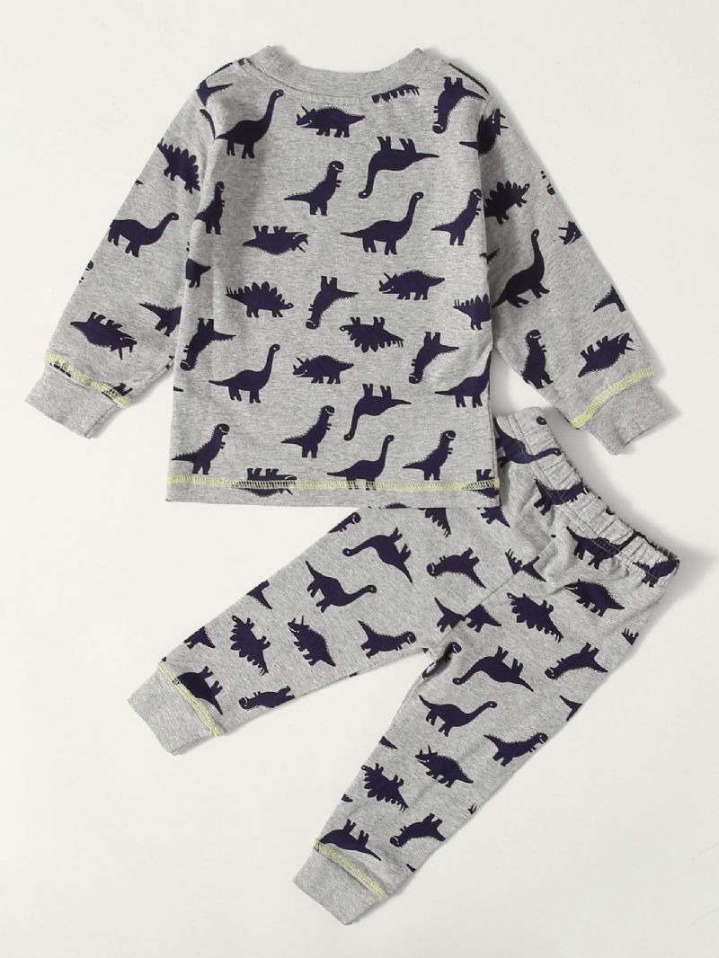 Bebis Casual Tecknad Dinosaur Tryckt Sweatshirt Byxor Set