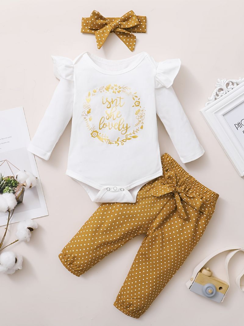 Bebis Flickor Blommönster Långärmad Triangel Romper & Byx Set