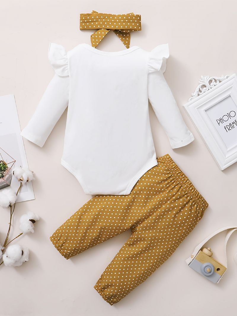 Bebis Flickor Blommönster Långärmad Triangel Romper & Byx Set