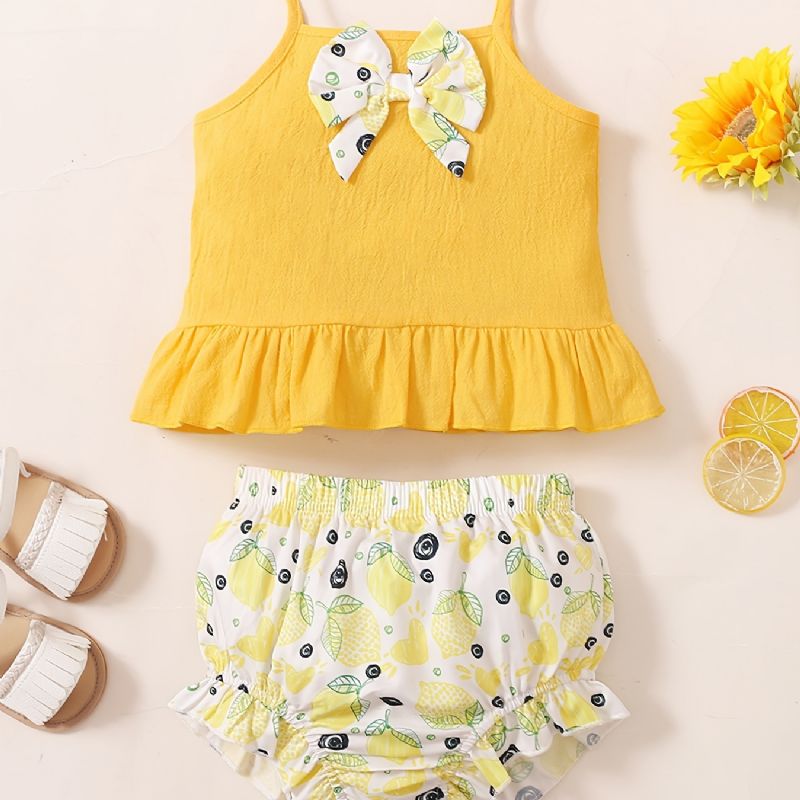 Bebis Flickor Camisole Citron Print Shorts Set