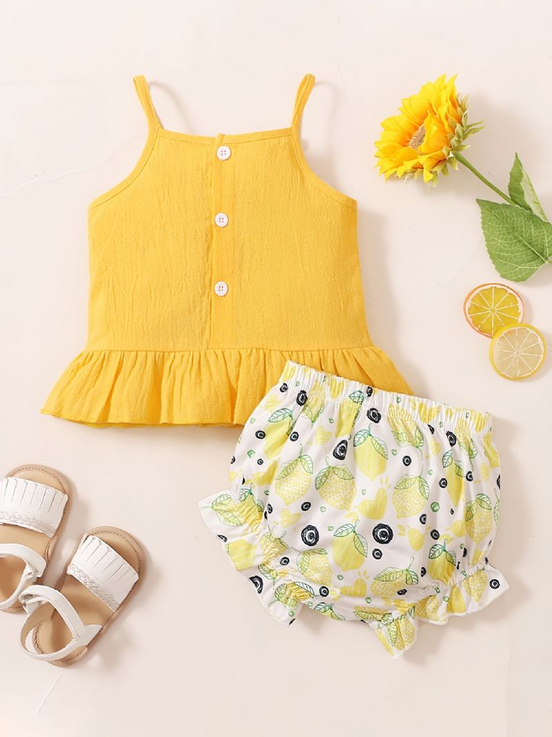 Bebis Flickor Camisole Citron Print Shorts Set