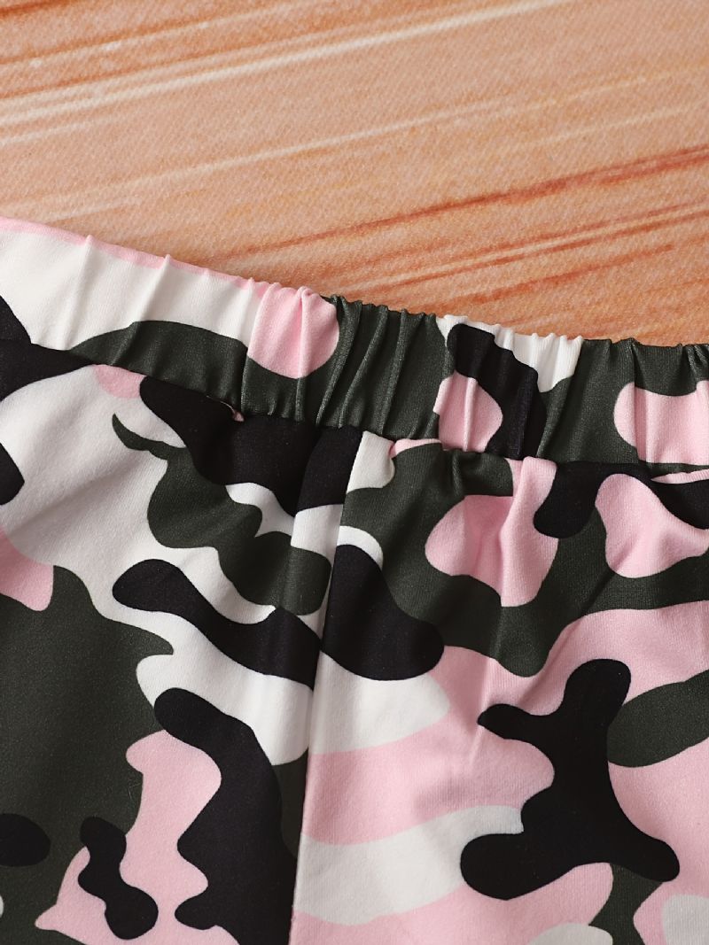 Bebis Flickor Camouflage Kortärmad Topp + Matchande Shorts Set Bebiskläder Kläder