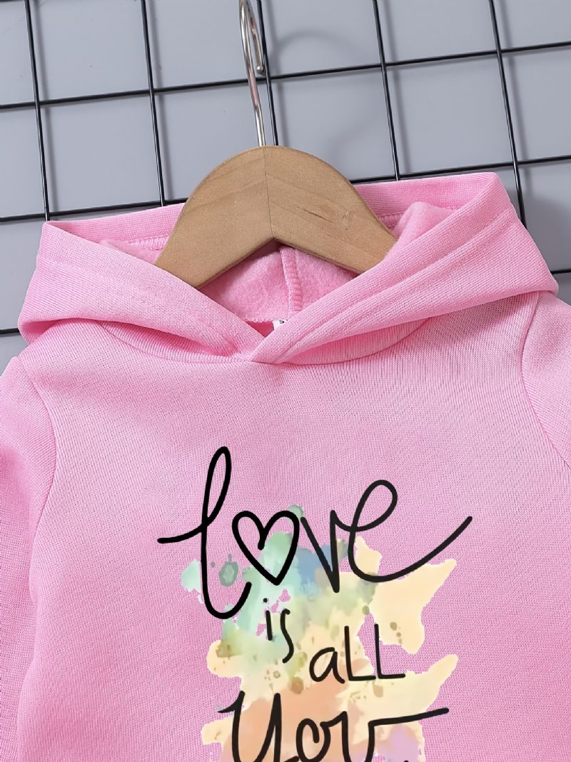 Bebis Flickor Colorful Letters Love Fleece Långärmad Hoodie Sweatshirt Byx Set