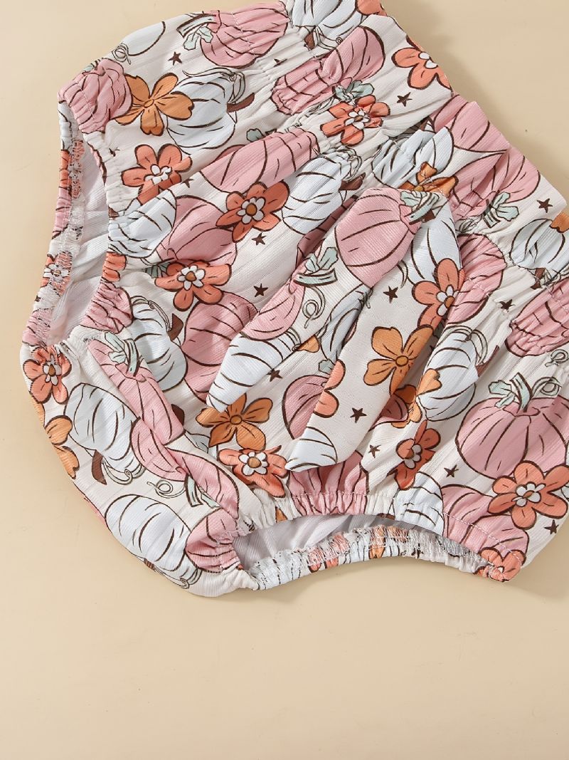 Bebis Flickor Enfärgad Långärmad Topp & Pumpa Blommönster Shorts Set