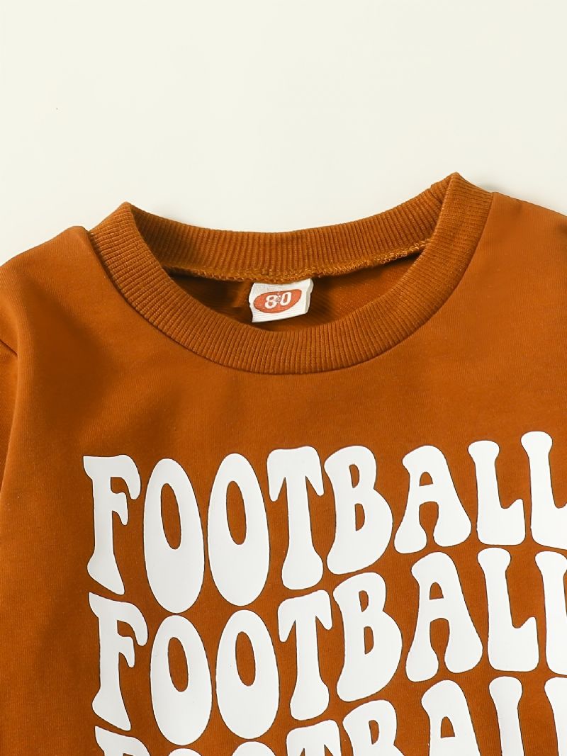 Bebis Flickor Football Letter Print Pullover Sweatshirt & Flare Leg Byxor Set Barnkläder