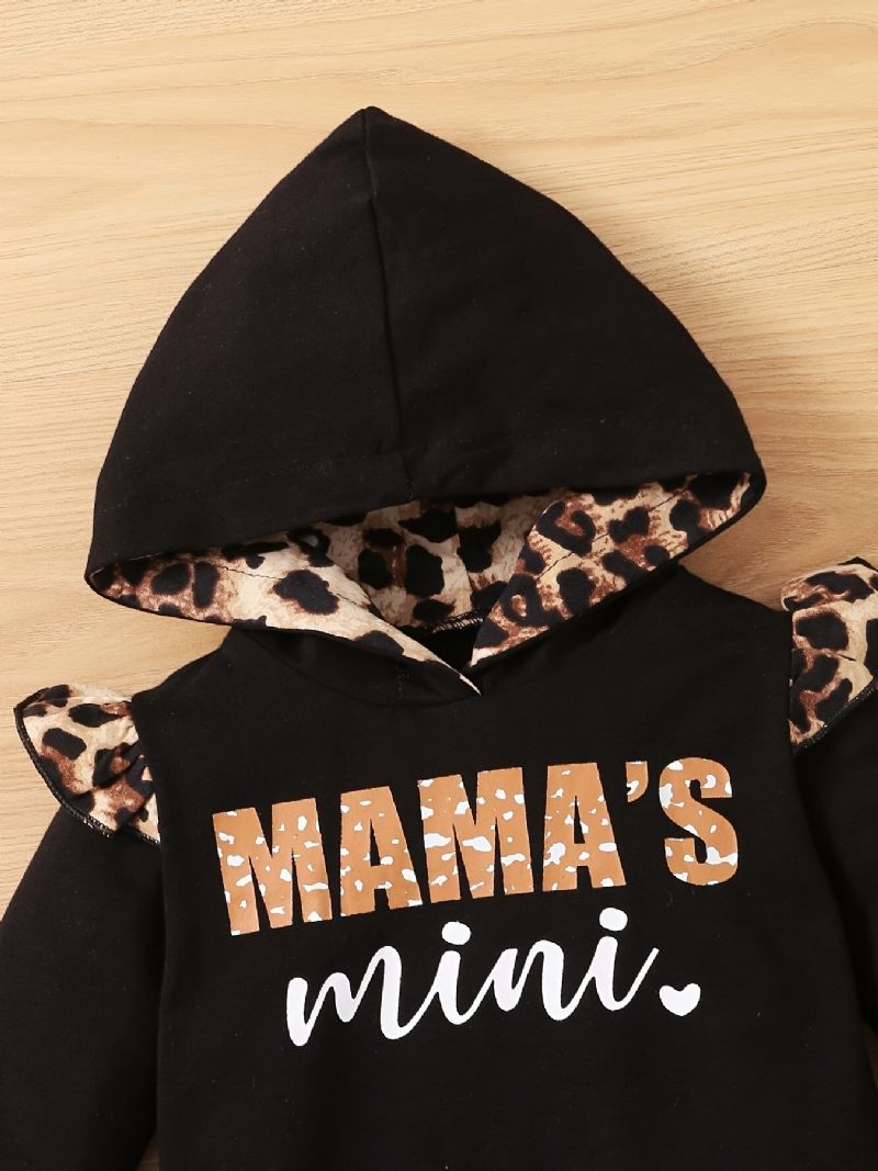 Bebis Flickor Hoodie + Matchande Byxor Set Med Leopard Mönster För Vinter Kläder Outfit