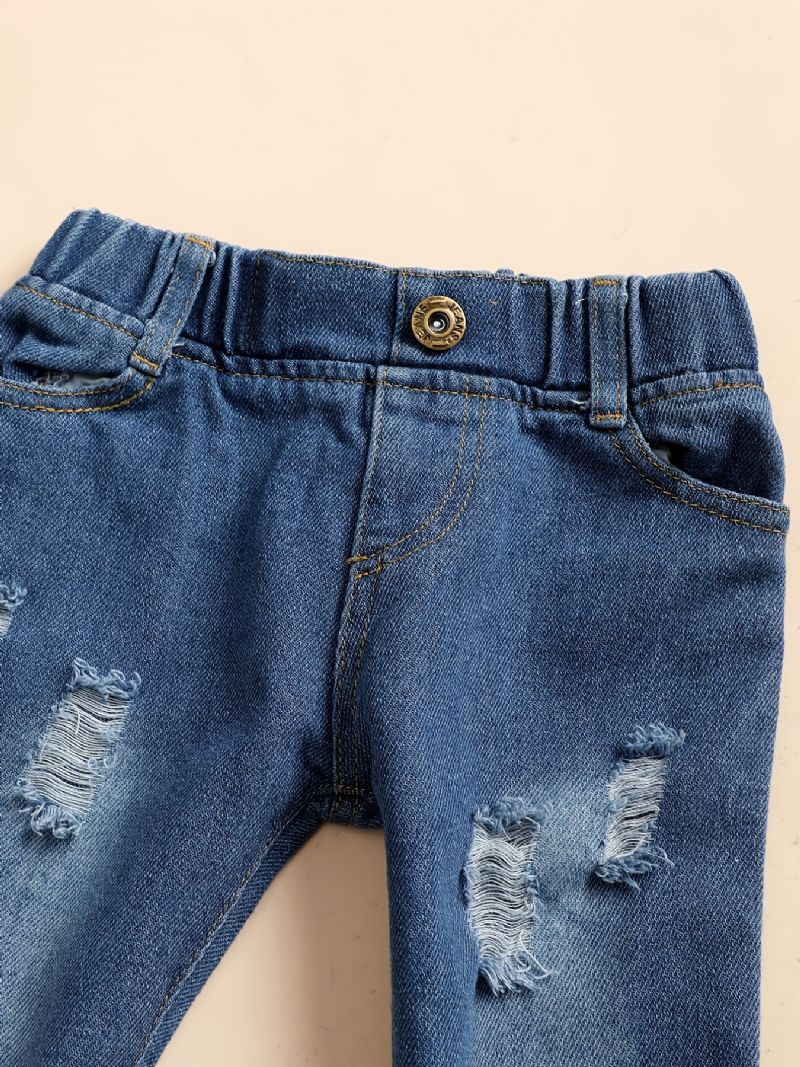 Bebis Flickor Långärmad Blommig Topp & Matchande Jeansset