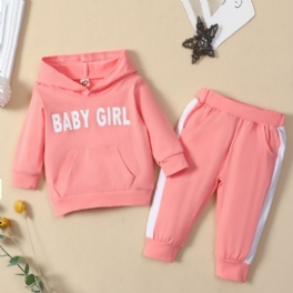 Bebis Flickor Letter Print Hoodie Sweatshirt & Byx Set