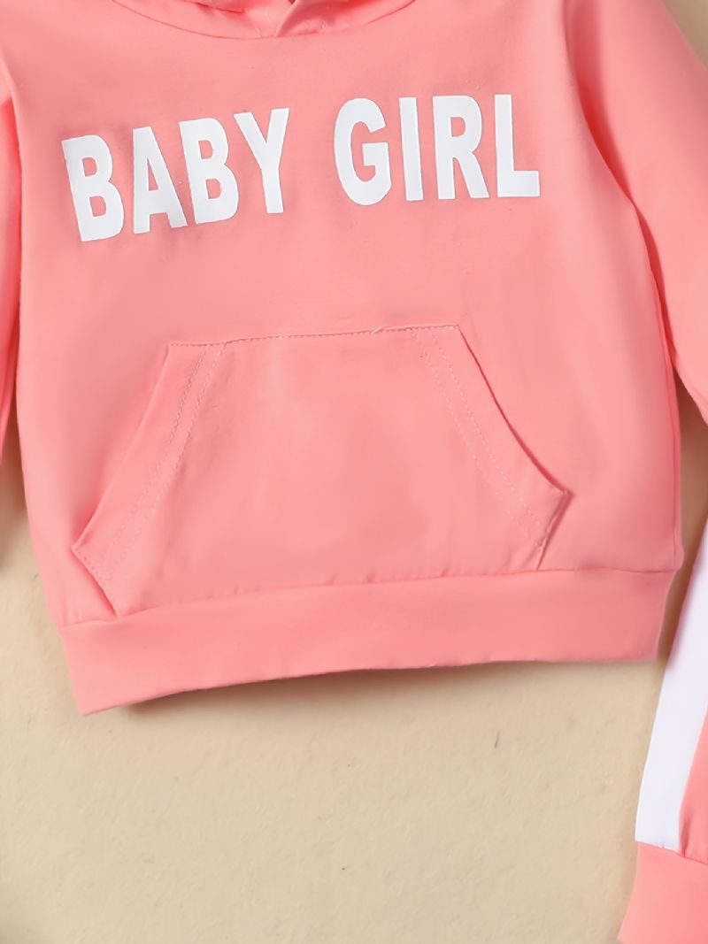 Bebis Flickor Letter Print Hoodie Sweatshirt & Byx Set