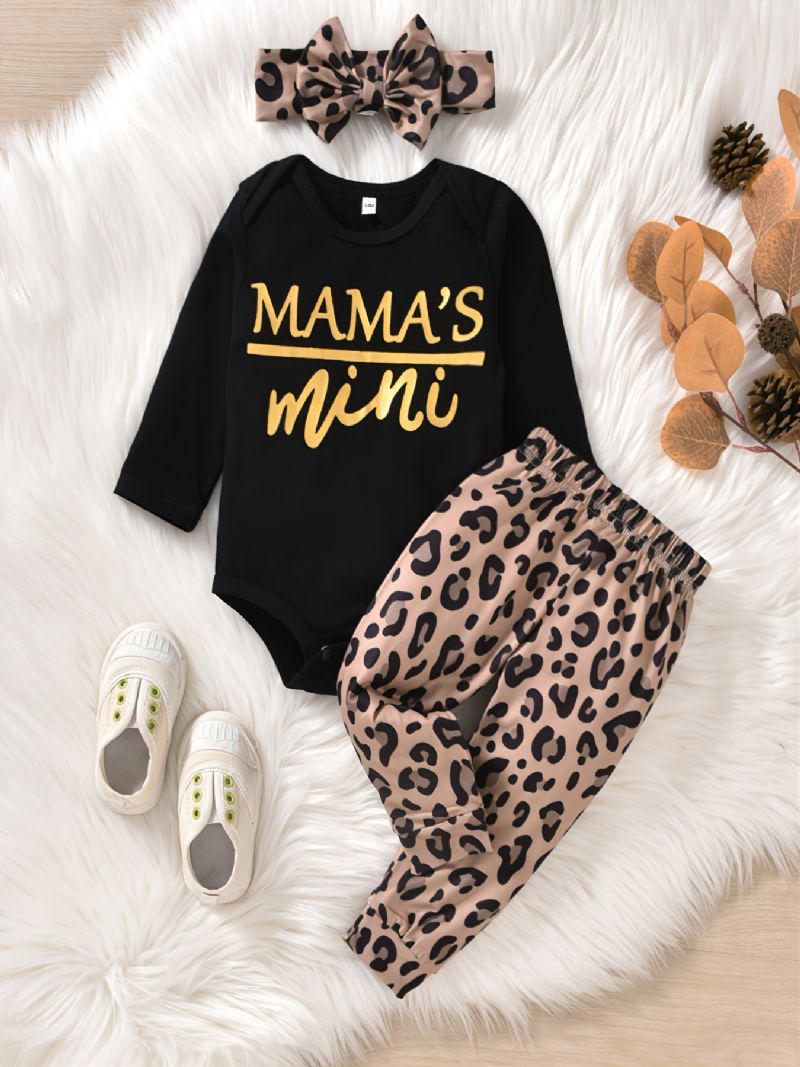 Bebis Flickor Mama's Mini Print Romper Leopard Byx Set