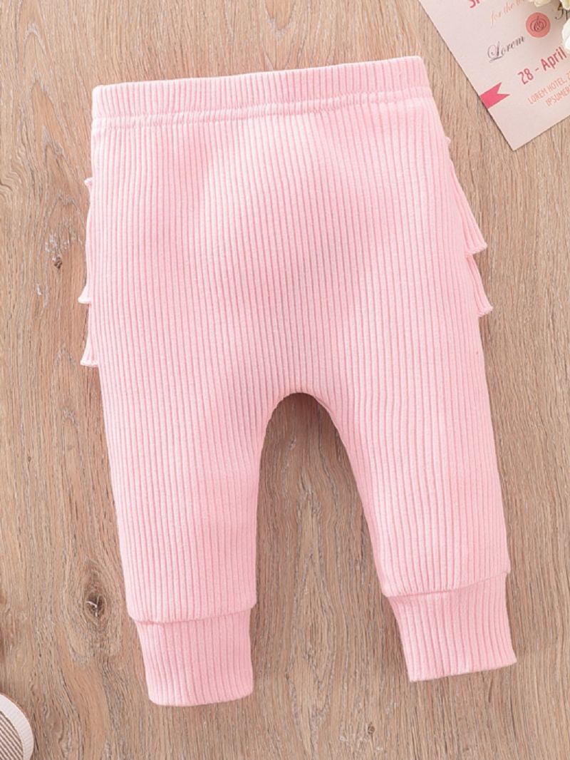 Bebis Flickor Newborn Jumpsuit Volang Långärmad Top Byxor Pannband 3st Set