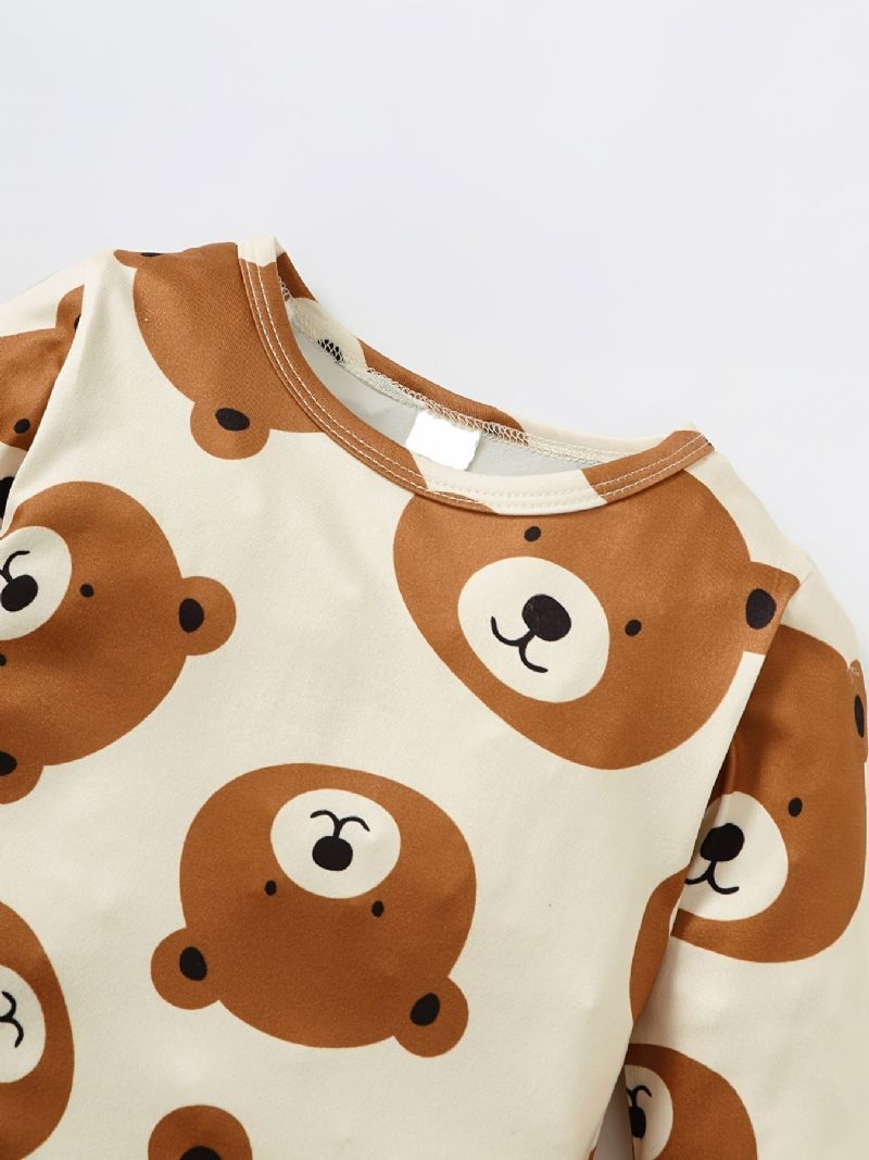 Bebis Pojkar Bear Print Långärmad & Overall Set För Höst Och Vinter Nytt