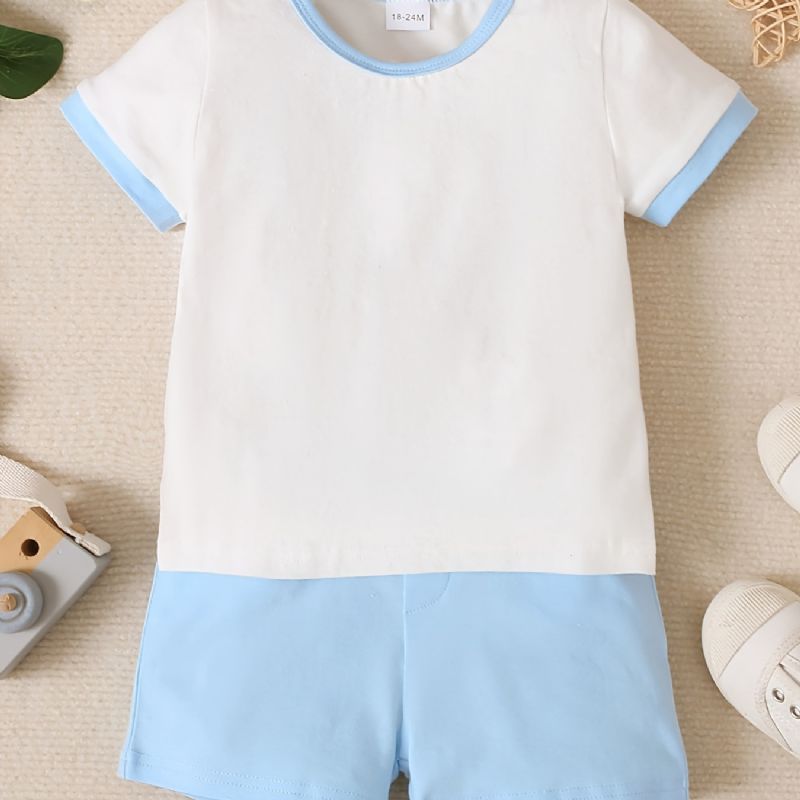 Bebis Pojkar Bomulls Kortärmad Top & Shorts Set