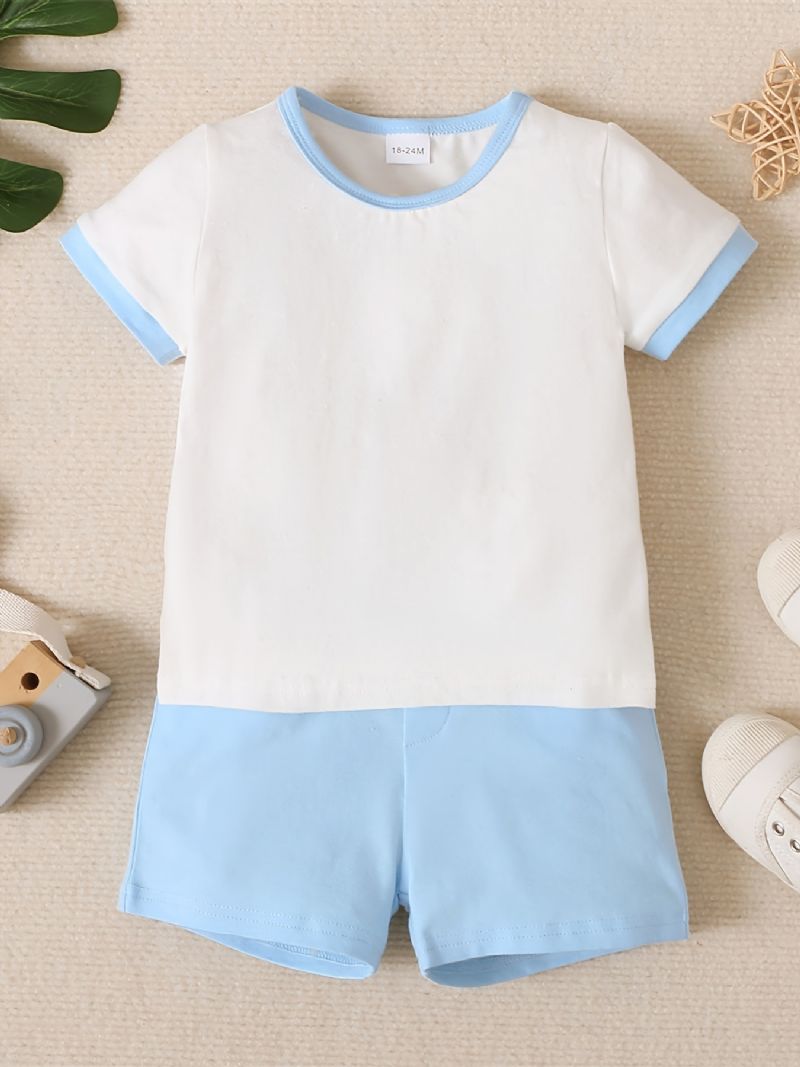 Bebis Pojkar Bomulls Kortärmad Top & Shorts Set