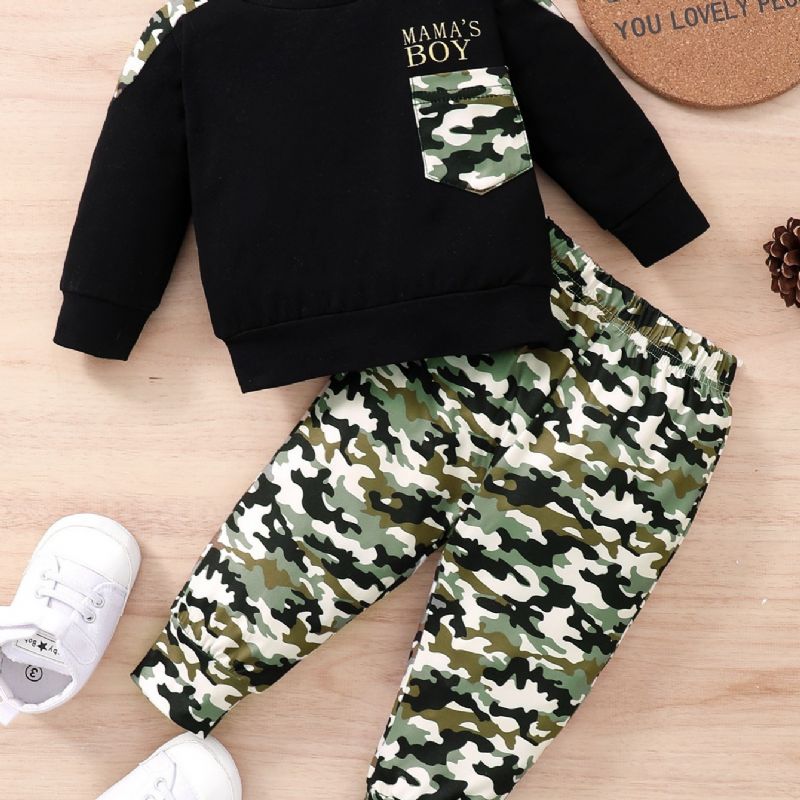 Bebis Pojkar Camo Pullover Sweatshirt & Matchande Joggingbyxor Bebiskläder