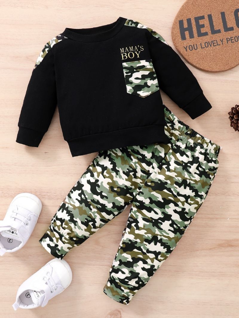 Bebis Pojkar Camo Pullover Sweatshirt & Matchande Joggingbyxor Bebiskläder