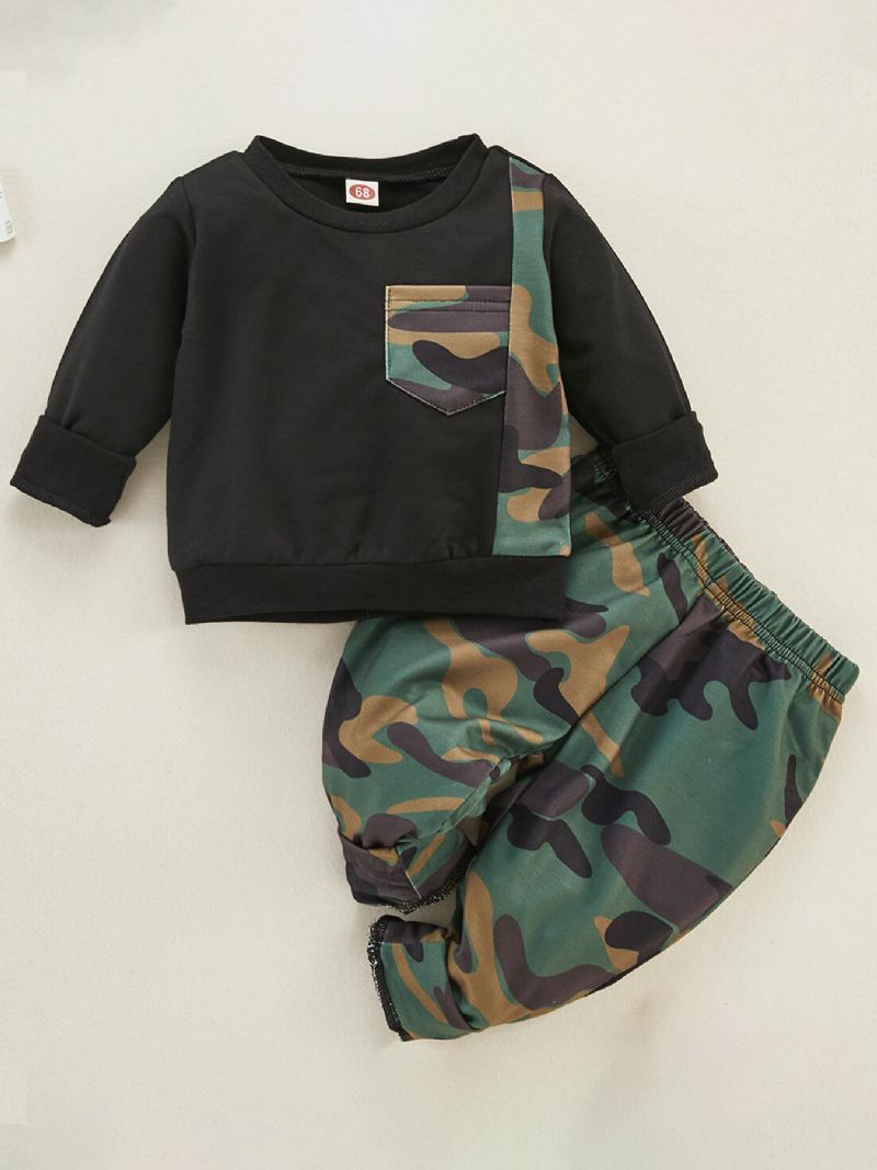 Bebis Pojkar Camouflage Sweatshirts & Byxor Set Bebiskläder Outfit