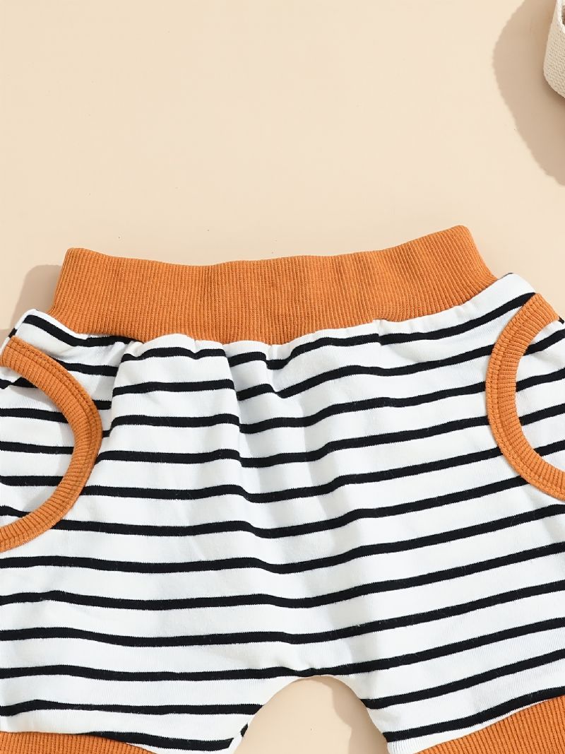 Bebis Pojkar Casual Randig Ärmlös Huvväst & Shorts Set