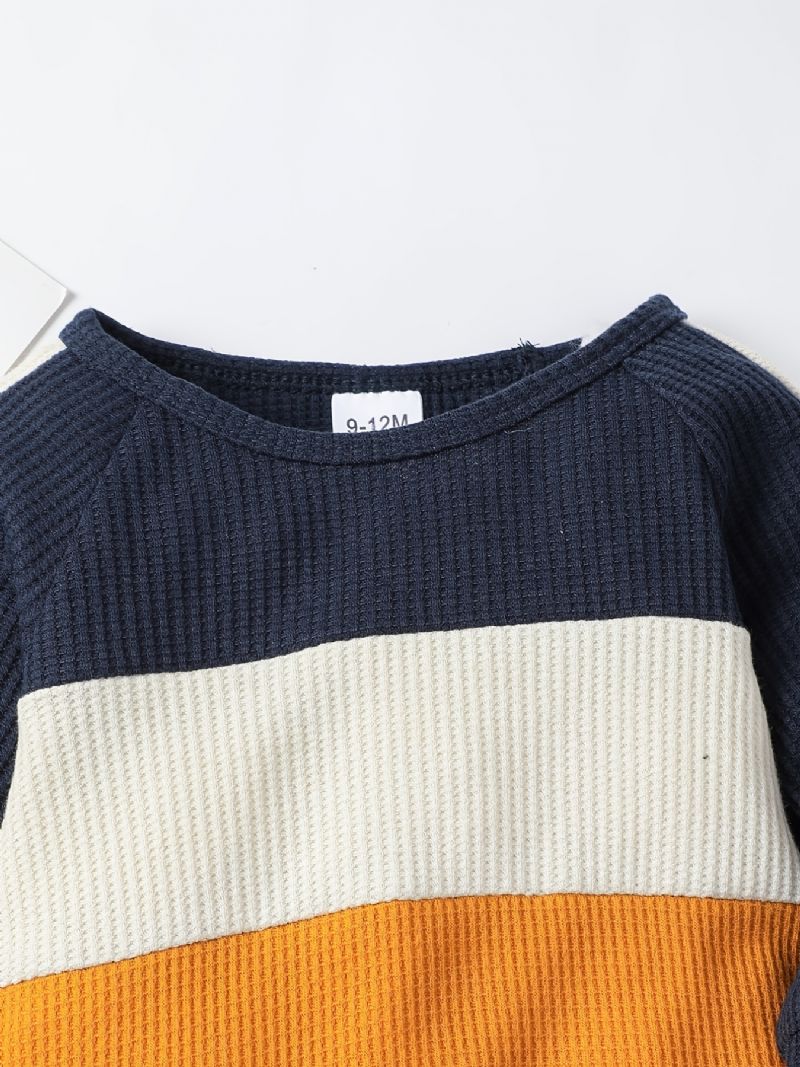 Bebis Pojkar Colorblock Sweatshirt + Matchande Träningsbyxor Set Bebiskläder För Vintern