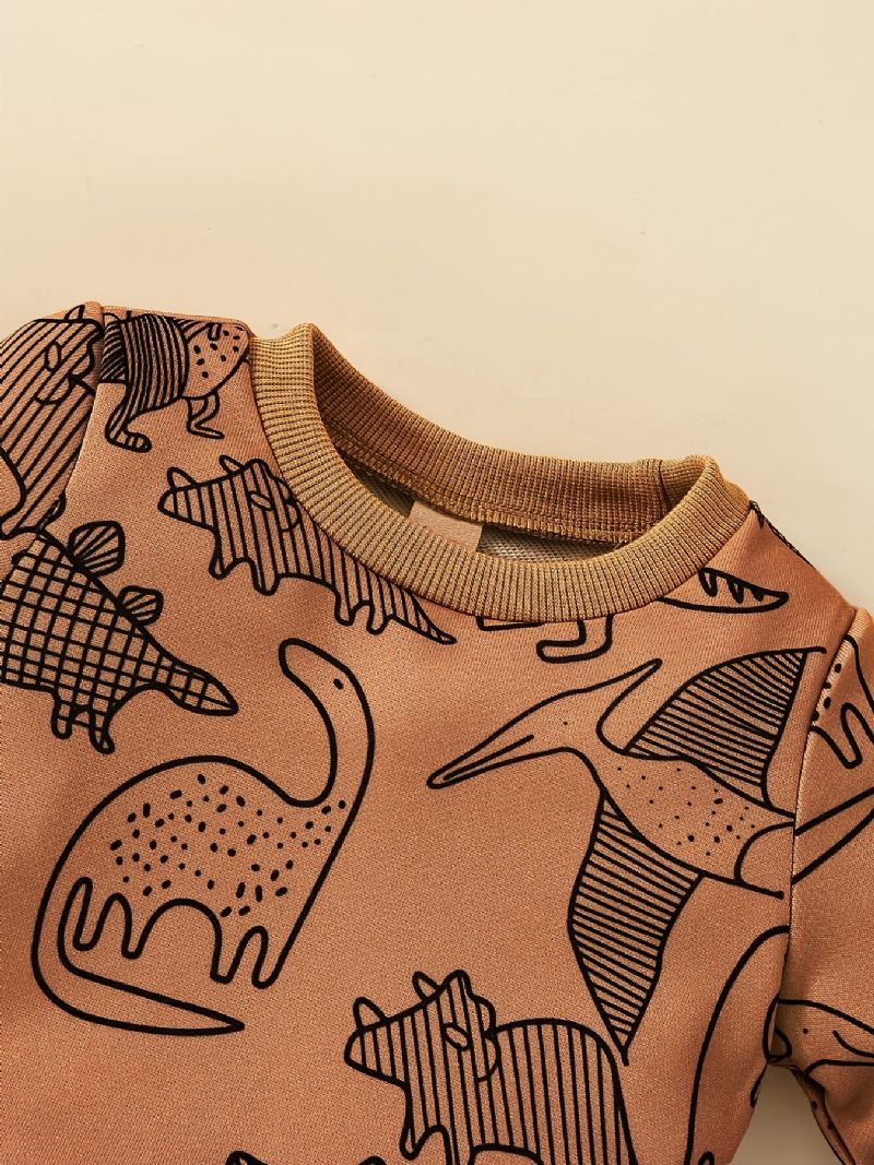 Bebis Pojkar Dinosaur Print Sweatshirt + Matchande Träningsbyxor Set Bebiskläder