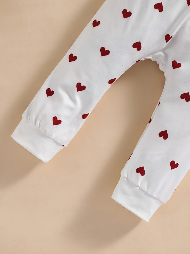 Bebis Pojkar Flickor Heart Print Långärmade Sweatshirts Toppar & Byxor Set Underkläder Pyjamas Set