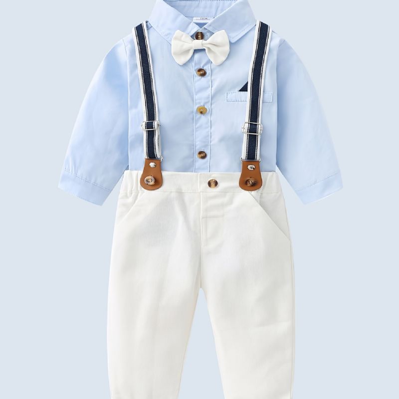 Bebis Pojkar Gentleman Outfit Långärmad Bodysuit & Suspender Pants Set