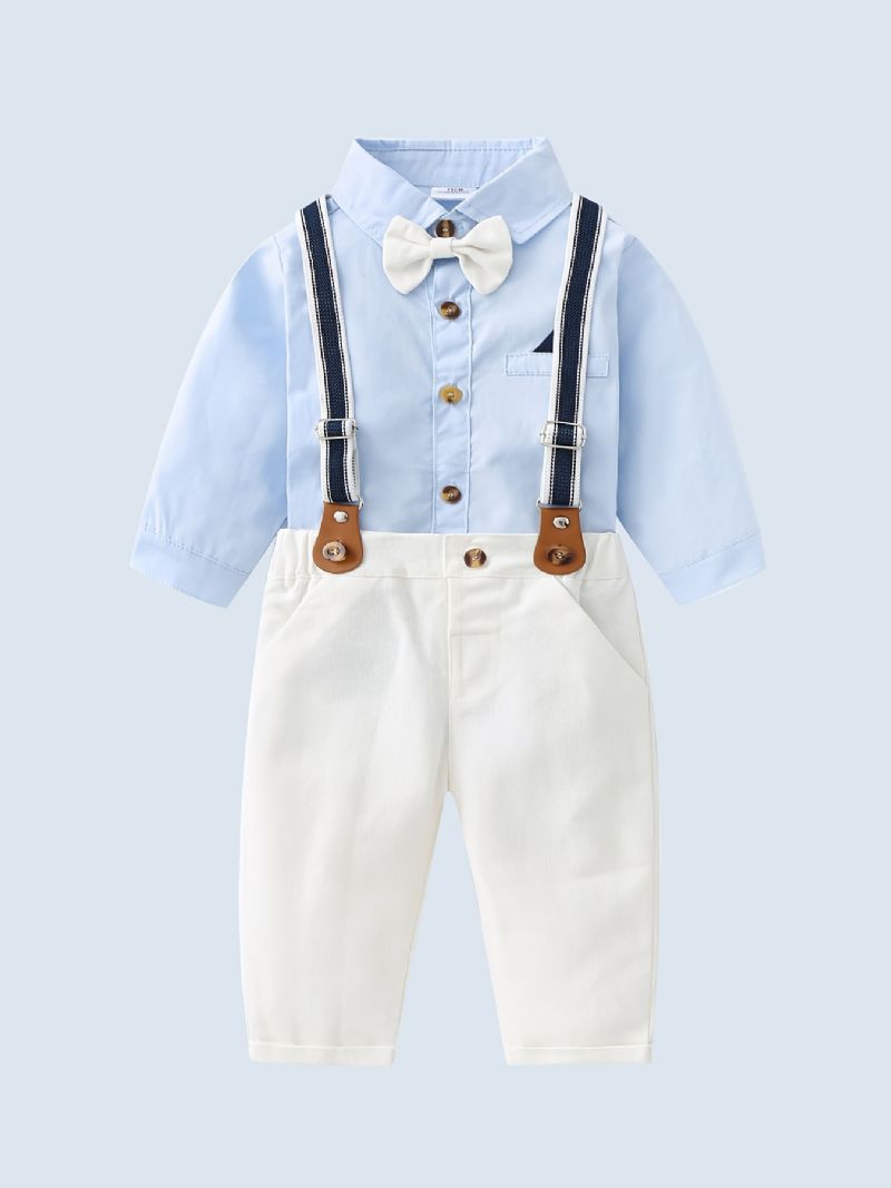 Bebis Pojkar Gentleman Outfit Långärmad Bodysuit & Suspender Pants Set