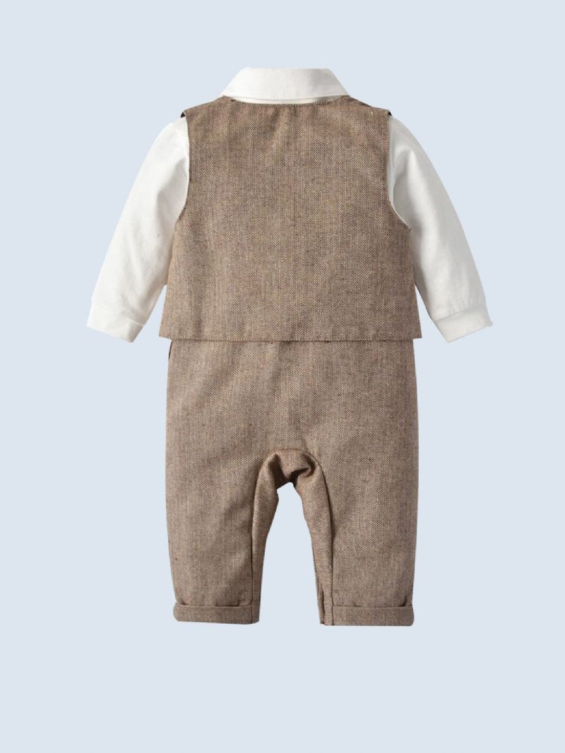 Bebis Pojkar Gentleman Suit 3pack (jumpsuits + Väst + Hat)