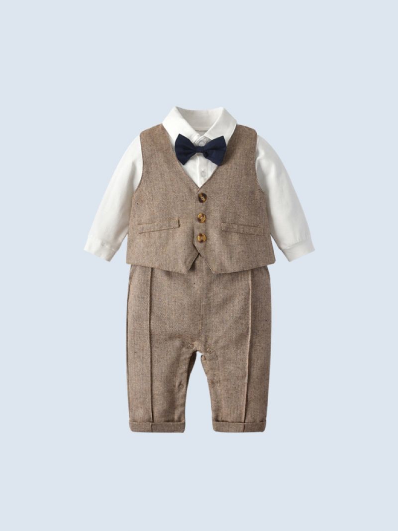 Bebis Pojkar Gentleman Suit 3pack (jumpsuits + Väst + Hat)