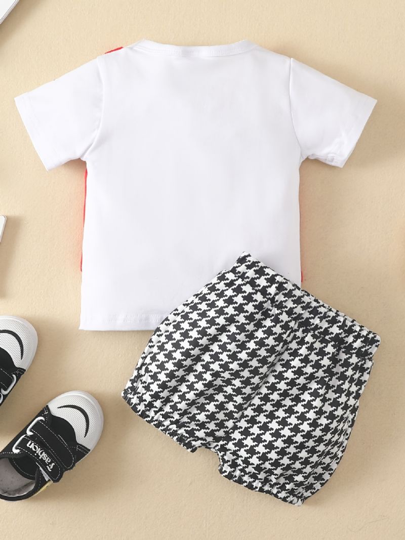 Bebis Pojkar Gentlemen Outfit Kortärmad & Houndstooth Shorts Set