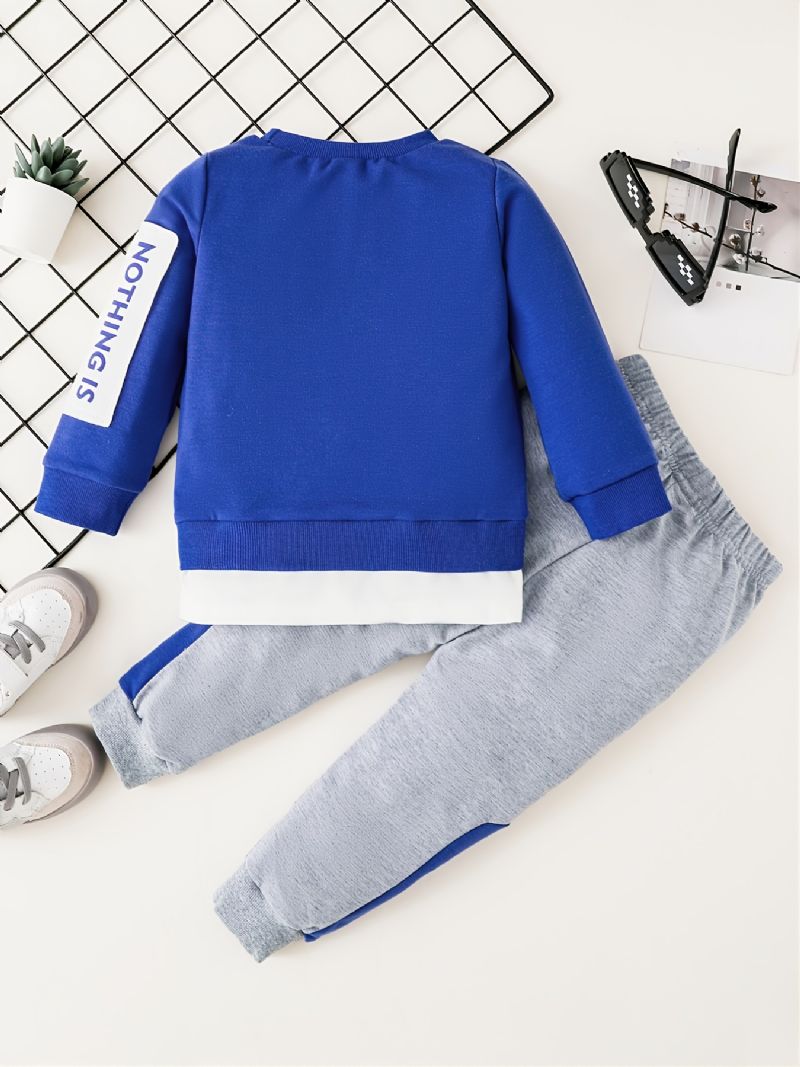 Bebis Pojkar Pullover Sweatshirt & Matchande Joggingbyxor Set För Höst Och Vinter Nytt