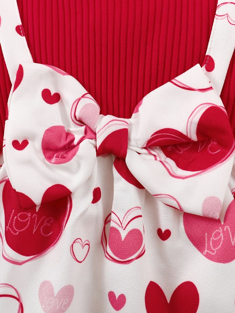 Bebis Småbarn Flickor Bowknot Långärmad Topp + Matchande Utsvängda Byxor Med Blommönster Set Barn Outfit För Jul