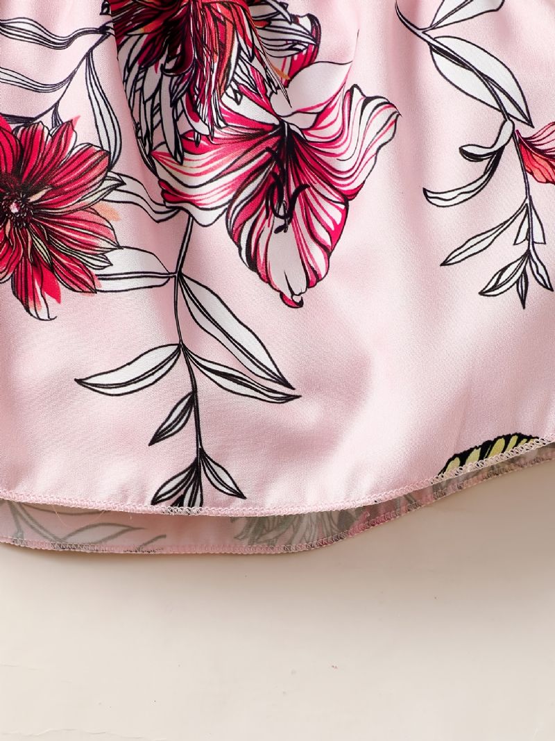 Camisole I Blommönster För Flickor + Matchande Solid Kort Set Bebiskläder För Barn