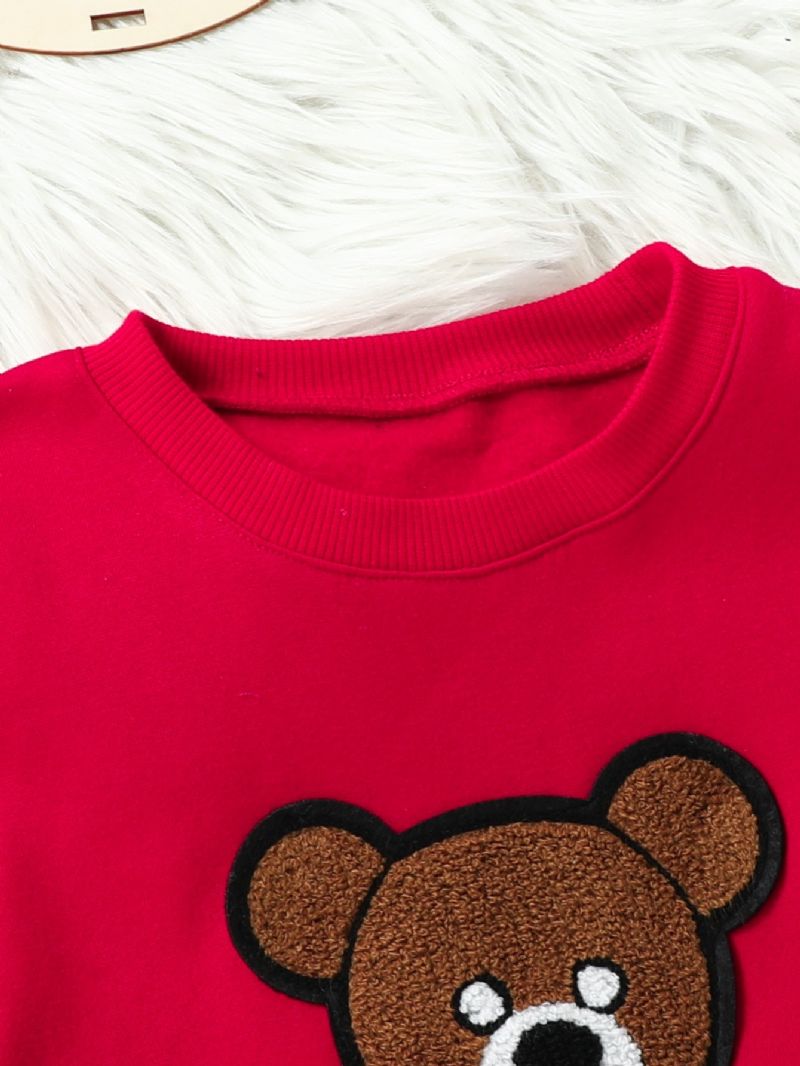 Flickor Fleece Bear Sweatshirt Kjol Set