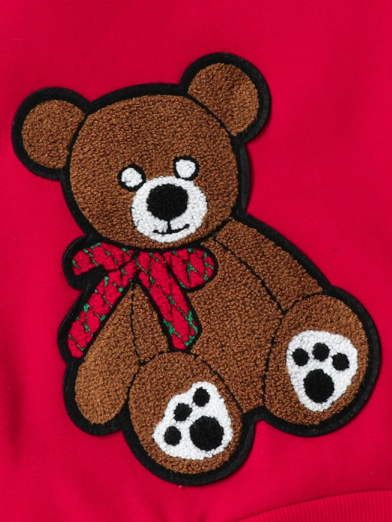 Flickor Fleece Bear Sweatshirt Kjol Set